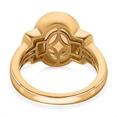 Ethiopian Welo Opal and Kagem Zambian Emerald 2.05 ctw Ring in Vermeil Yellow Gold Over Sterling Silver (Size 9)