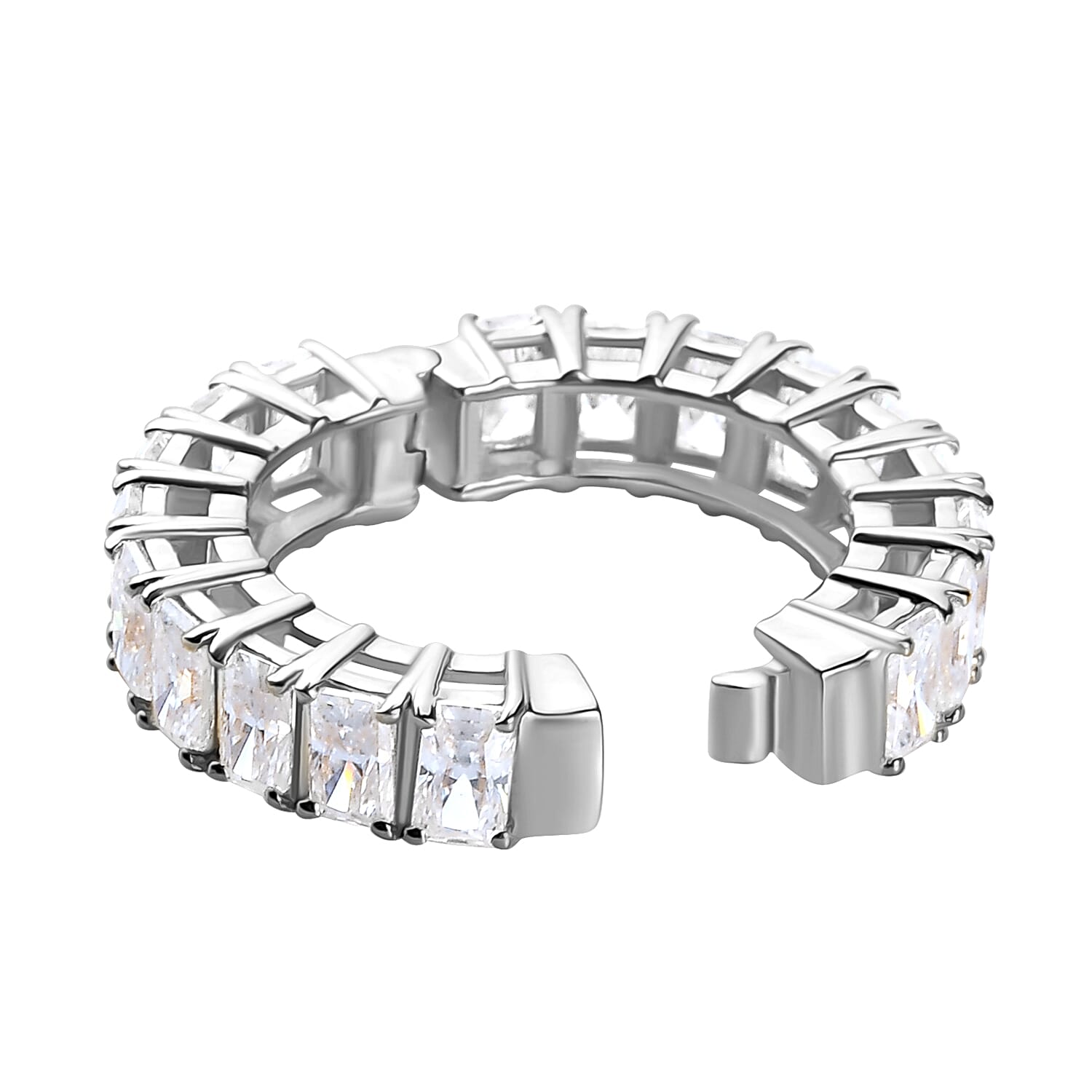 Radiant Cut Moissanite Band Ring in Platinum Over Sterling Silver (Size 10.0) 5.35 ctw