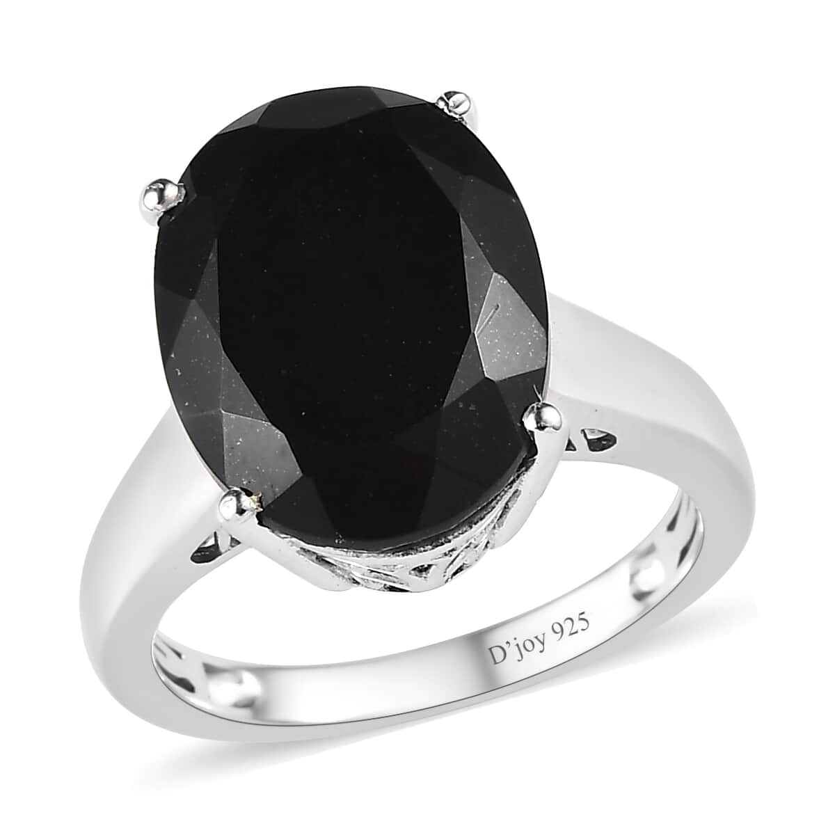 Australian Black Tourmaline Solitaire Ring in Platinum Over Sterling Silver 10.60 ctw image number 0