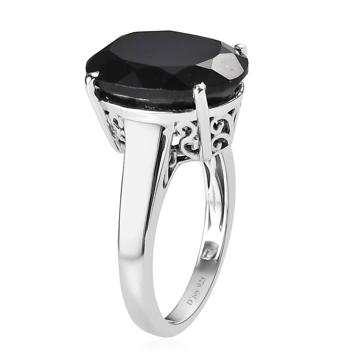 Australian Black Tourmaline Solitaire Ring in Platinum Over Sterling Silver 10.60 ctw image number 3