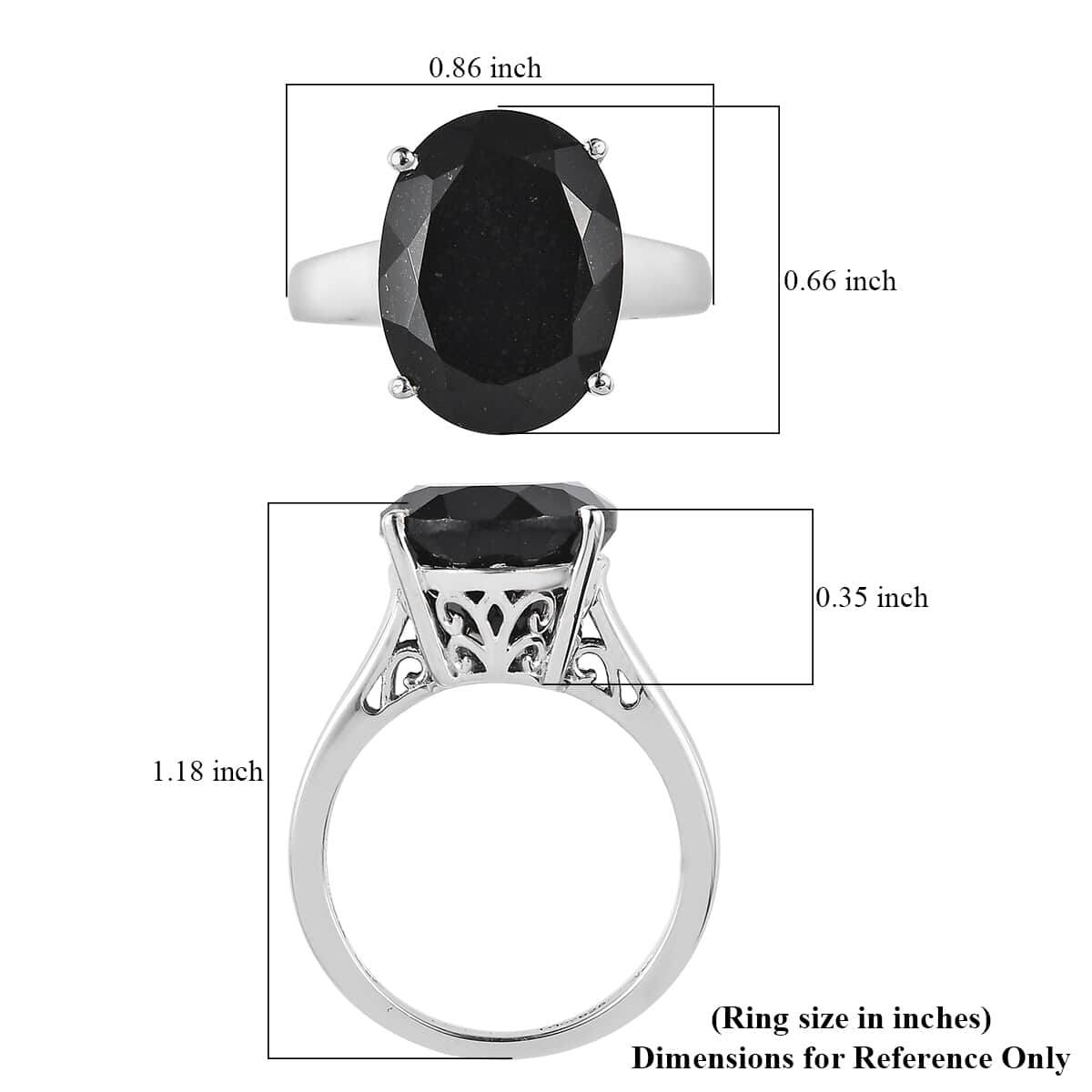 Australian Black Tourmaline Solitaire Ring in Platinum Over Sterling Silver 10.60 ctw image number 5