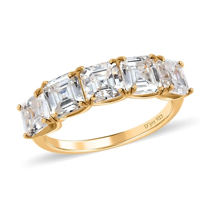 Moissanite 5 Stone Ring in Vermeil Yellow Gold Over Sterling Silver (Size 10.0) 3.20 ctw