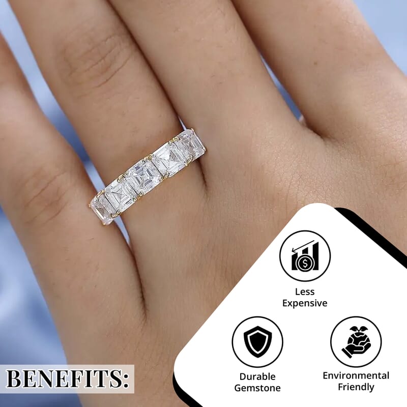 Moissanite 5 Stone Ring in Vermeil Yellow Gold Over Sterling Silver (Size 10.0) 3.20 ctw