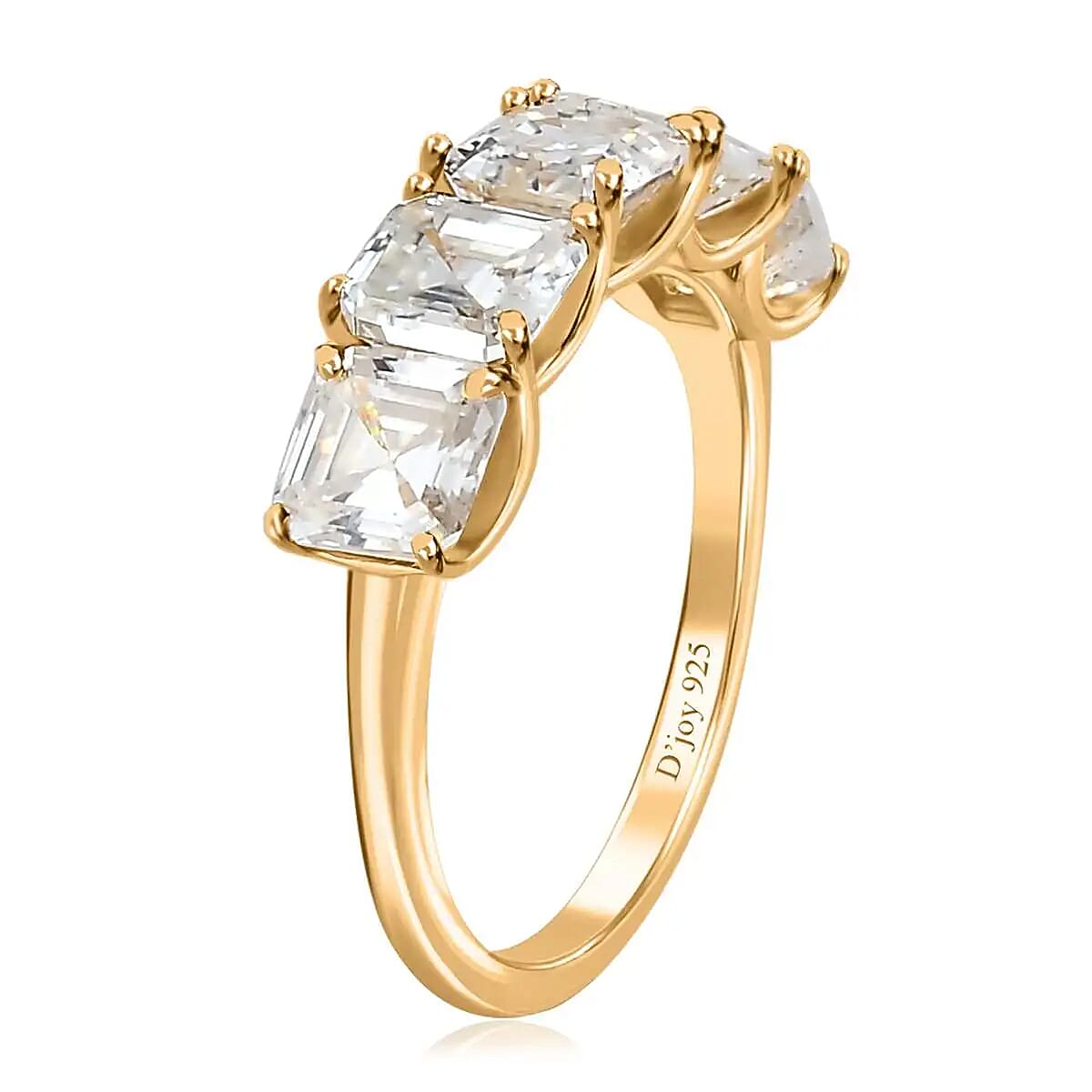 Moissanite 3.20 ctw 5 Stone Ring in Vermeil Yellow Gold Over Sterling Silver (Size 8.0) image number 4