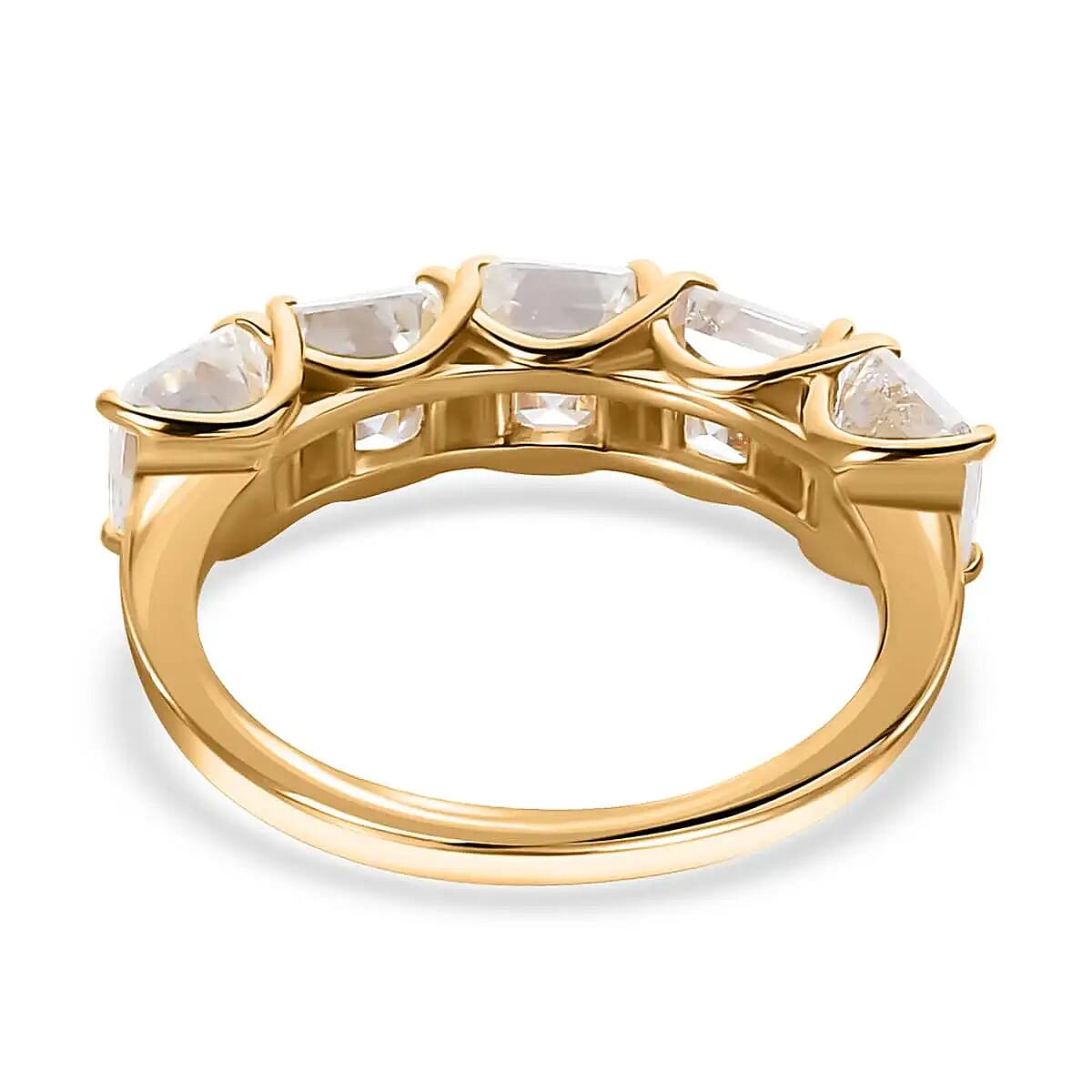 Moissanite 3.20 ctw 5 Stone Ring in Vermeil Yellow Gold Over Sterling Silver (Size 8.0) image number 5