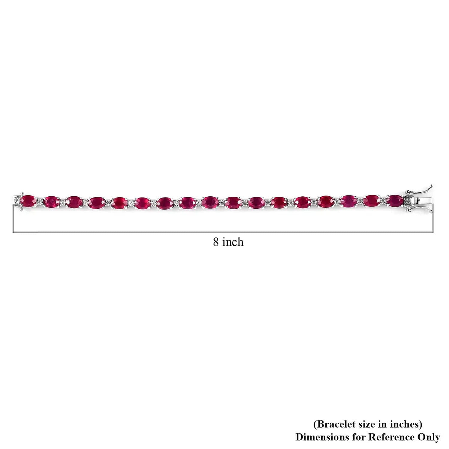 Niassa Ruby (FF) and Moissanite Bracelet in Platinum Over Sterling Silver (6.50 In) 20.50 ctw