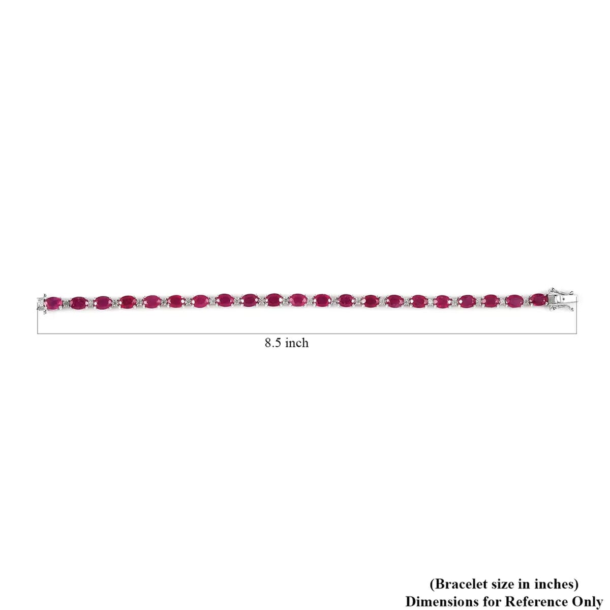 Niassa Ruby (FF) and Moissanite 25.40 ctw Bracelet in Platinum Over Sterling Silver (8.00 In) image number 6