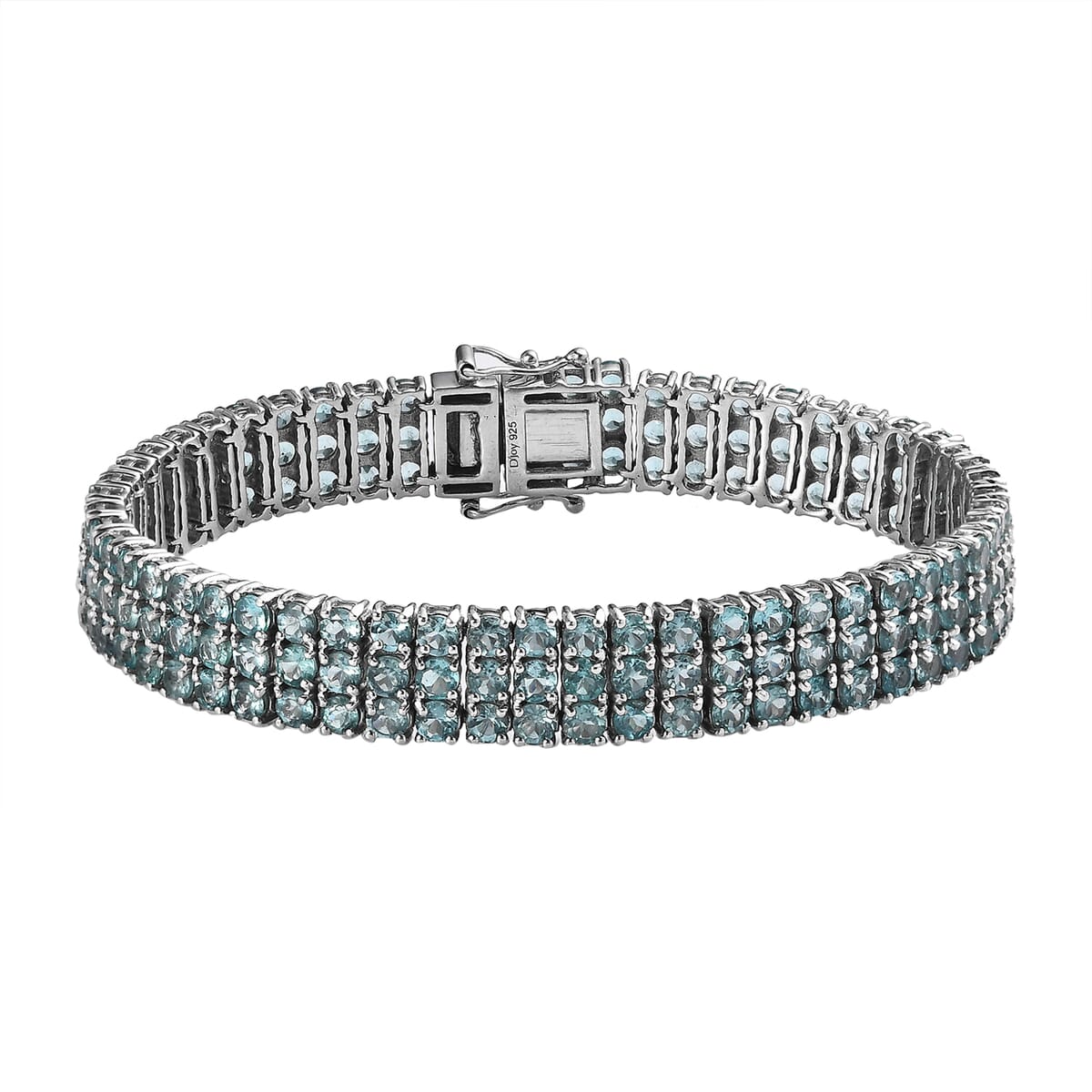 Tanzanian Natural Green Apatite 3 Row Tennis Bracelet in Platinum Over Sterling Silver (6.50 In) 18.30 ctw image number 0