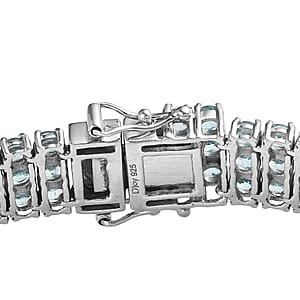 Green Apatite Three-Row Tennis Bracelet in Platinum Over Sterling Silver (6.50 In) 18.30 ctw