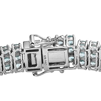 Green Apatite Three-Row Tennis Bracelet in Platinum Over Sterling Silver (6.50 In) 18.30 ctw