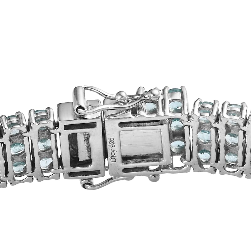 Green Apatite Three-Row Tennis Bracelet in Platinum Over Sterling Silver (6.50 In) 18.30 ctw