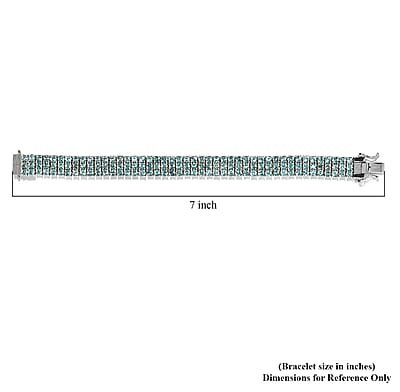 Green Apatite Three-Row Tennis Bracelet in Platinum Over Sterling Silver (6.50 In) 18.30 ctw