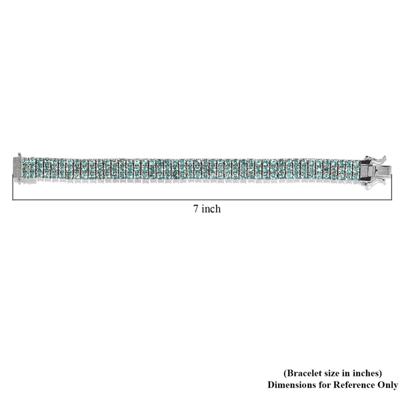 Green Apatite Three-Row Tennis Bracelet in Platinum Over Sterling Silver (6.50 In) 18.30 ctw