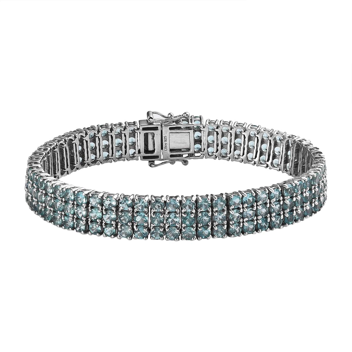 Green Apatite Three-Row Tennis Bracelet in Platinum Over Sterling Silver (7.25 In) 19.85 ctw image number 0