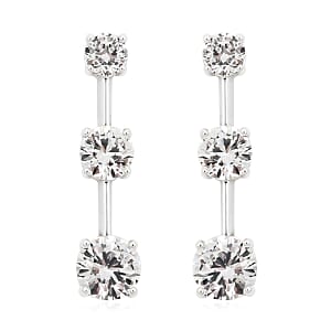 Lab Created White Sapphire Earrings in Rhodium Over Sterling Silver 5.30 ctw