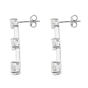 Lab Created White Sapphire Earrings in Rhodium Over Sterling Silver 5.30 ctw