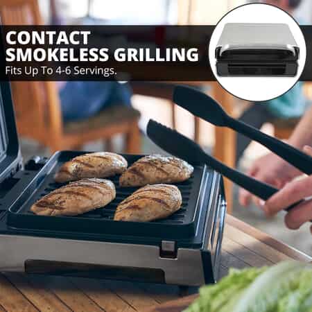 Buy George Foreman Contact Smokeless -Ready Grill (Fits Up To 4-6  Servings), George Foreman Healthy Cooking Grill, Camping Campfire Flat Top  Grill, Cooking Food Truck Flat Top Grill at ShopLC.