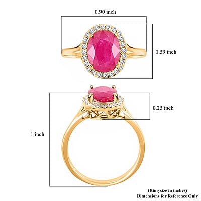 Certified & Appraised Iliana 18K Yellow Gold AAA Montepuez Ruby and G-H SI Diamond Halo Ring (Size 7.0) 2.50 ctw