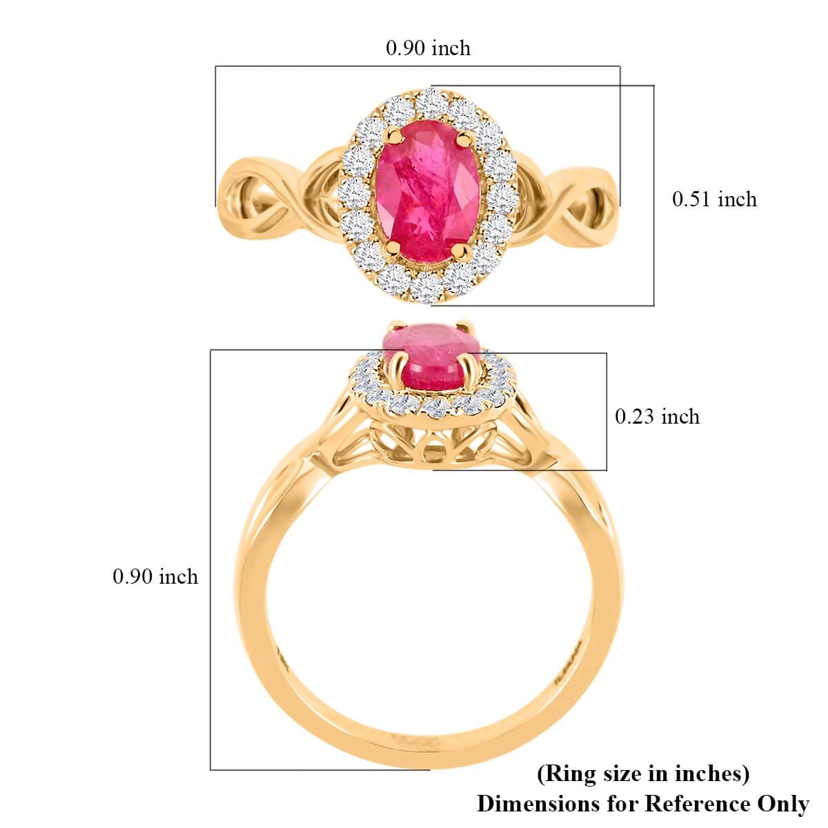 Certified & Appraised Iliana 18K Yellow Gold AAA Mozambique Ruby and G-H SI Diamond Infinity Shank Ring (Size 6.0) 4.05 Grams 1.25 ctw image number 4