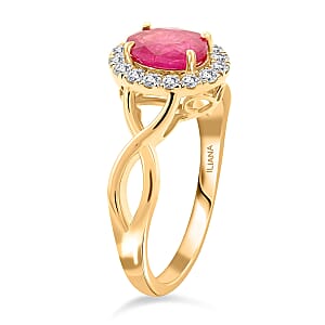 Certified & Appraised Iliana 18K Yellow Gold AAA Mozambique Ruby and G-H SI Diamond Infinity Shank Ring (Size 8.0) 4.05 Grams 1.25 ctw