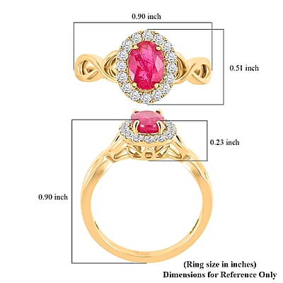 Certified & Appraised Iliana 18K Yellow Gold AAA Mozambique Ruby and G-H SI Diamond Infinity Shank Ring (Size 8.0) 4.05 Grams 1.25 ctw