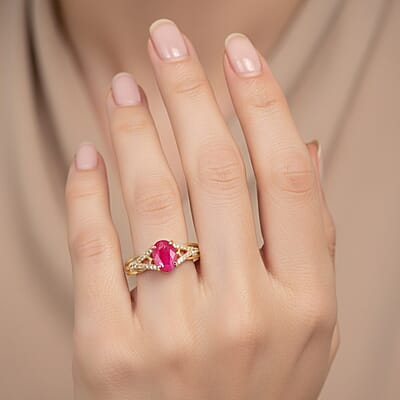 Certified & Appraised Luxoro AAA Mozambique Ruby and G-H I2 Diamond 1.50 ctw Ring in 14K Yellow Gold (Size 8.0)
