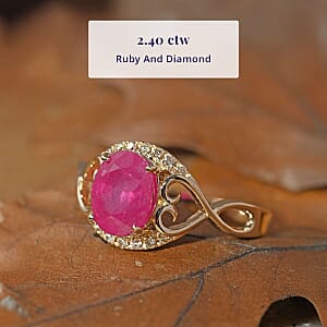 Certified & Appraised Luxoro 14K Yellow Gold AAA Montepuez Ruby and G-H I2 Diamond Ring (Size 10.0) 2.40 ctw