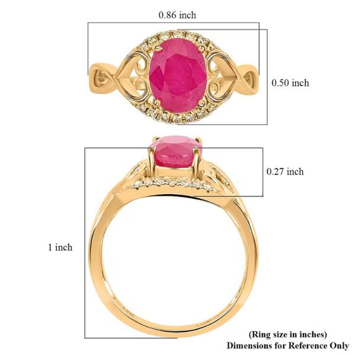 Certified & Appraised Luxoro 14K Yellow Gold AAA Mozambique Ruby and G-H I2 Diamond Ring (Size 6.0) 2.40 ctw image number 5