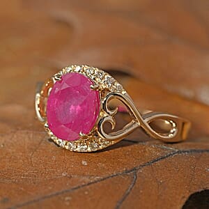 Certified & Appraised Luxoro 14K Yellow Gold AAA Mozambique Ruby and G-H I2 Diamond Ring (Size 7.0) 2.40 ctw