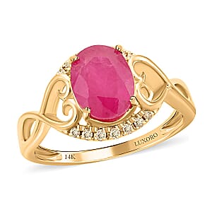 Certified & Appraised Luxoro 14K Yellow Gold AAA Mozambique Ruby and G-H I2 Diamond Ring (Size 8.0) 2.40 ctw