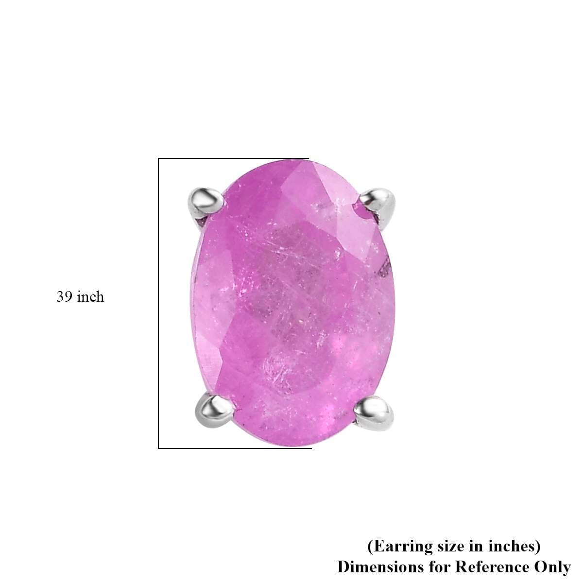 Ilakaka Hot Pink Sapphire (FF) Solitiare Stud Earrings in Platinum Over Sterling Silver 2.25 ctw image number 4