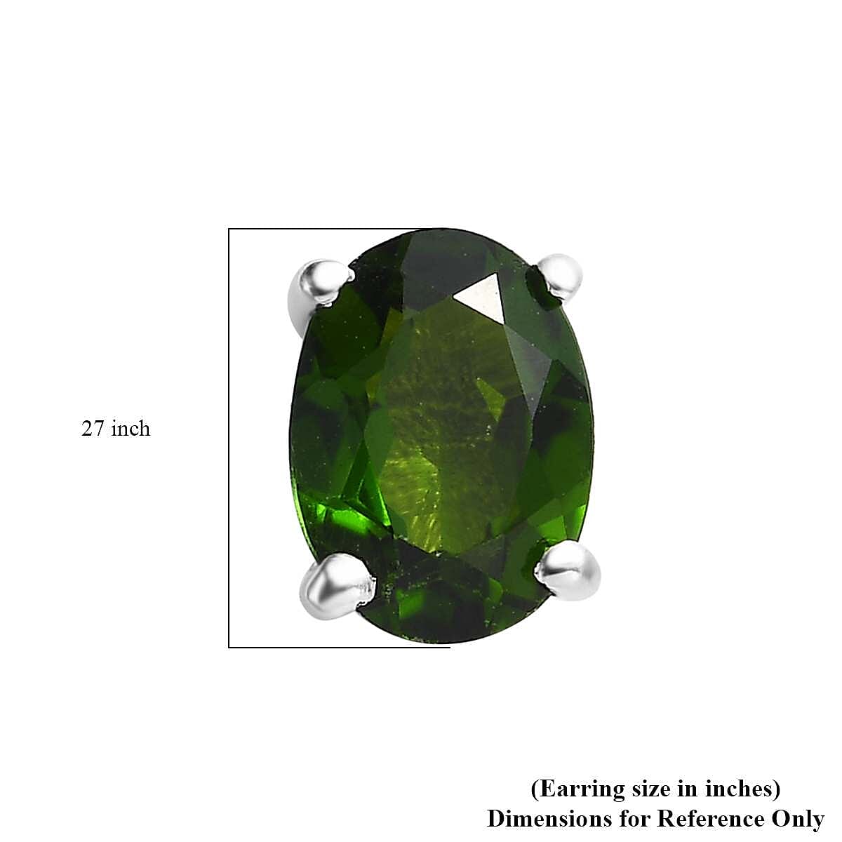 Chrome Diopside Solitaire Stud Earrings in Platinum Over Sterling Silver 1.65 ctw image number 4