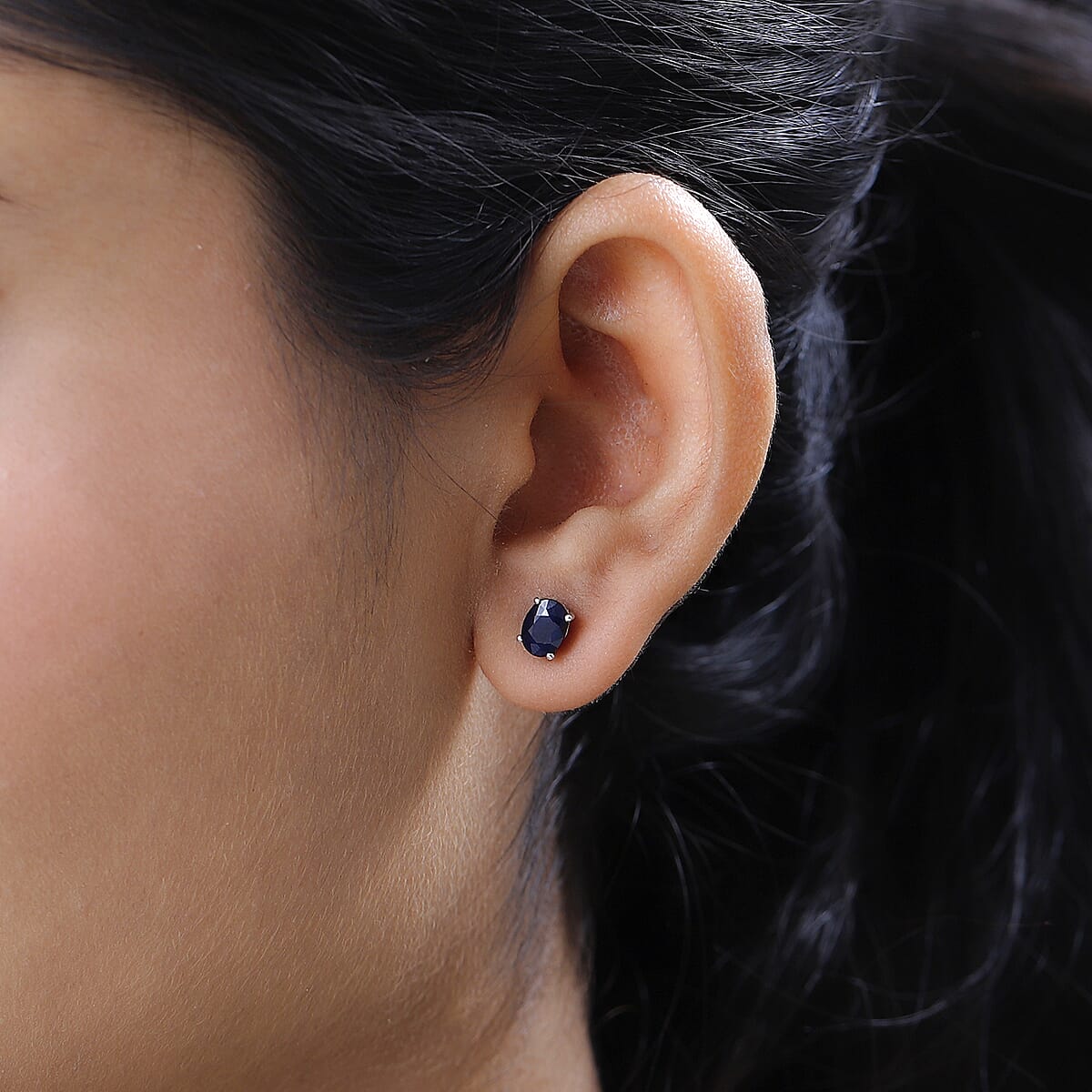 Madagascar Blue Sapphire (DF) Earrings in Platinum Over Sterling Silver 2.00 ctw image number 1