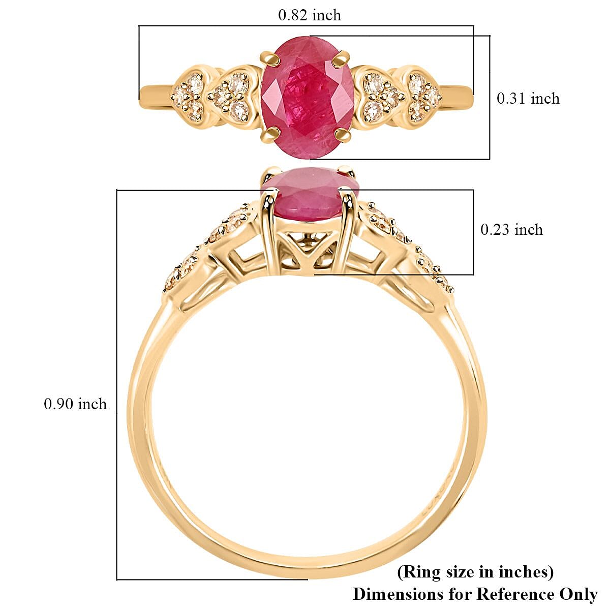 Certified & Appraised Luxoro 14K Yellow Gold AAA Mozambique Ruby and G-H I2 Diamond Ring (Size 10.0) 1.50 ctw