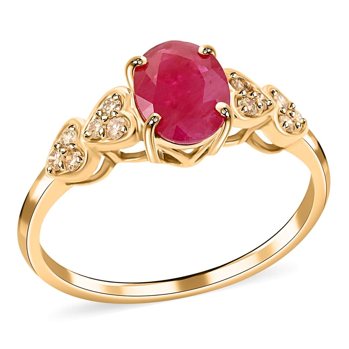 Certified & Appraised Luxoro 14K Yellow Gold AAA Mozambique Ruby and G-H I2 Diamond Ring (Size 6.0) 1.50 ctw image number 0