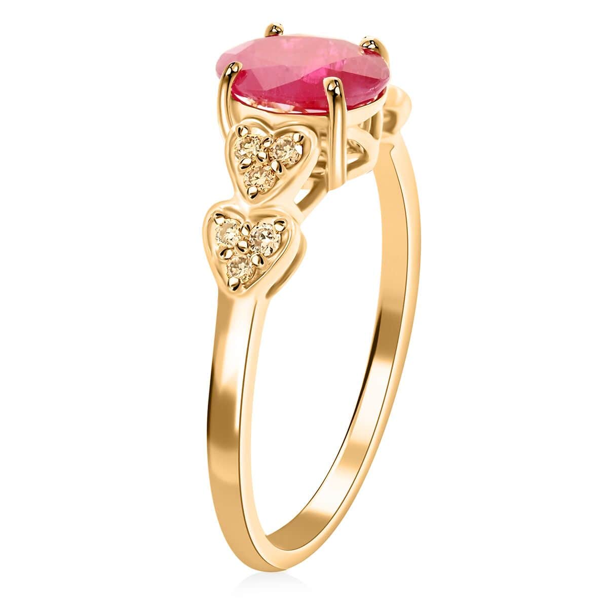 Certified & Appraised Luxoro 14K Yellow Gold AAA Mozambique Ruby and G-H I2 Diamond Ring (Size 6.0) 1.50 ctw image number 3