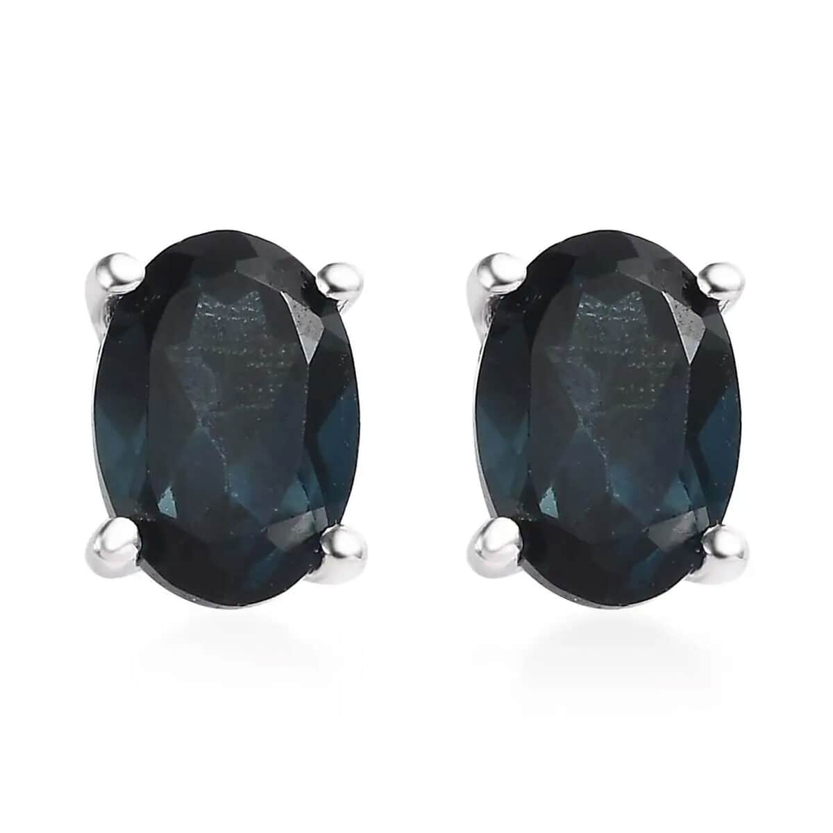 London Blue Topaz Solitaire Stud Earrings in Platinum Over Sterling Silver 1.85 ctw image number 0