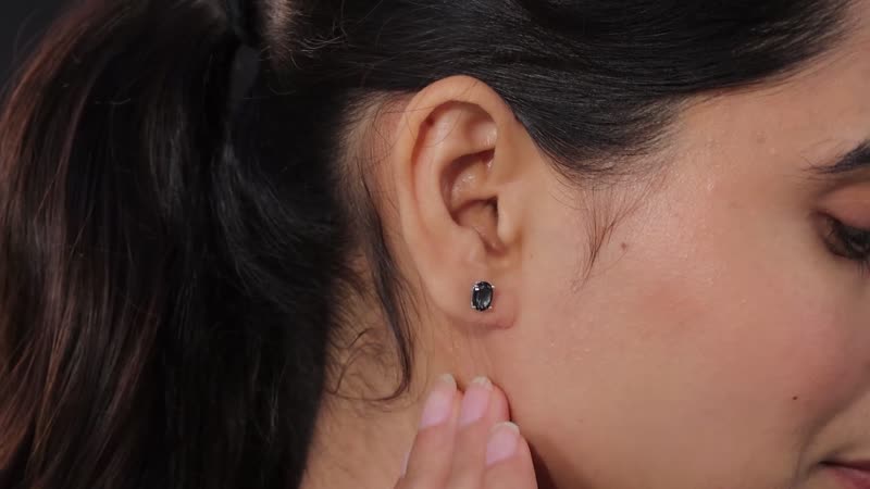 London Blue Topaz Solitaire Stud Earrings in Platinum Over Sterling Silver 1.85 ctw