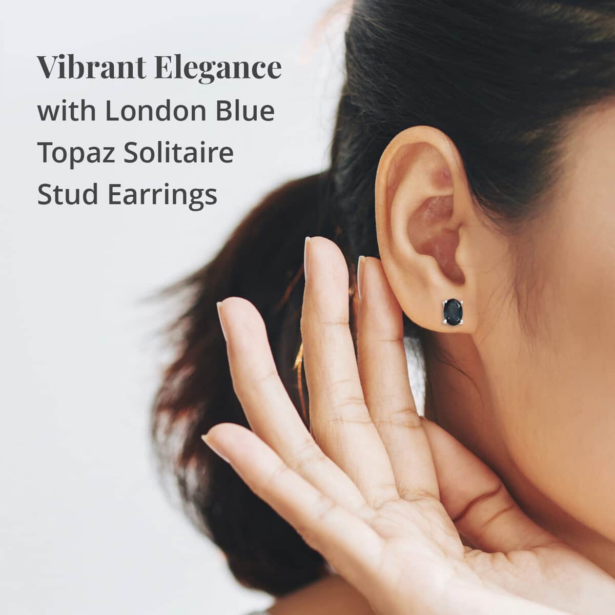 London Blue Topaz Solitaire Stud Earrings in Platinum Over Sterling Silver 1.85 ctw image number 2