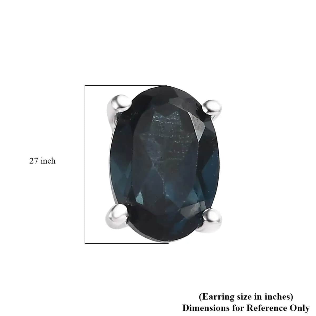 London Blue Topaz Solitaire Stud Earrings in Platinum Over Sterling Silver 1.85 ctw image number 6