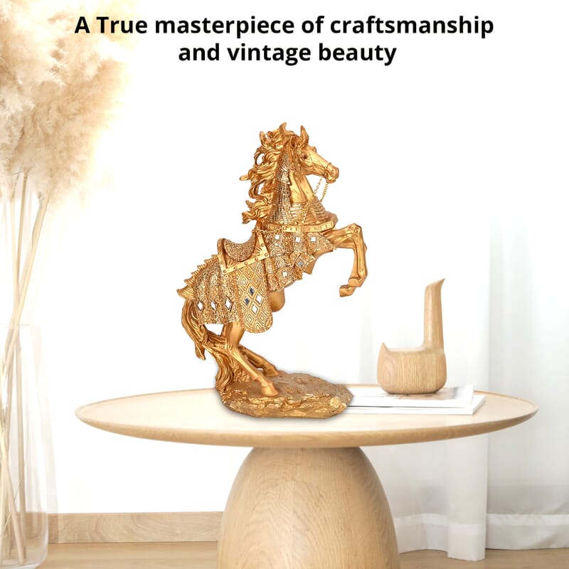 Polyresin Horse Statue Decoration - Gold