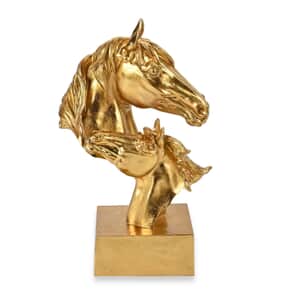 Polyresin Horse Head Statue Decoration - Gold