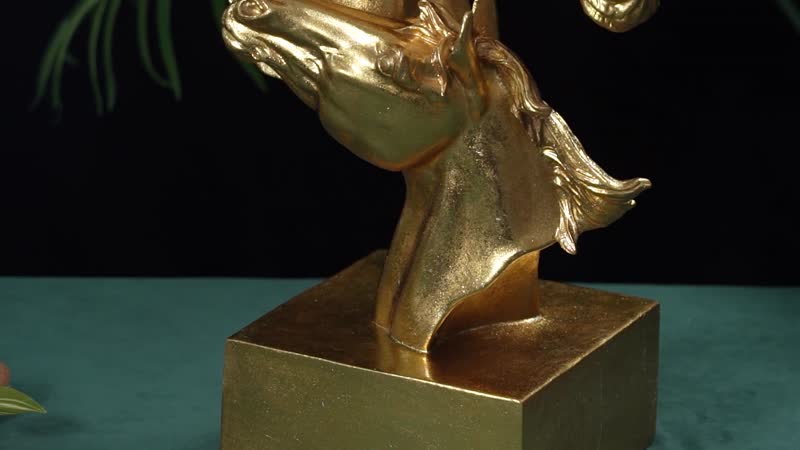 Polyresin Horse Statue Decoration - Gold (10.62"x6.50"x17.52")