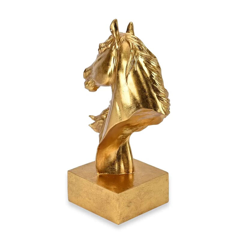 Polyresin Horse Head Statue Decoration - Gold