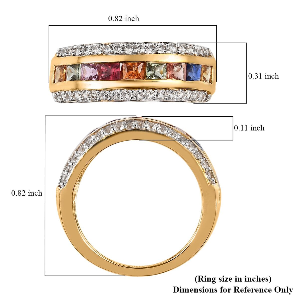 Premium Multi Sapphire and White Zircon Ring in Vermeil Yellow Gold Over Sterling Silver (Size 10.0) 1.70 ctw image number 5