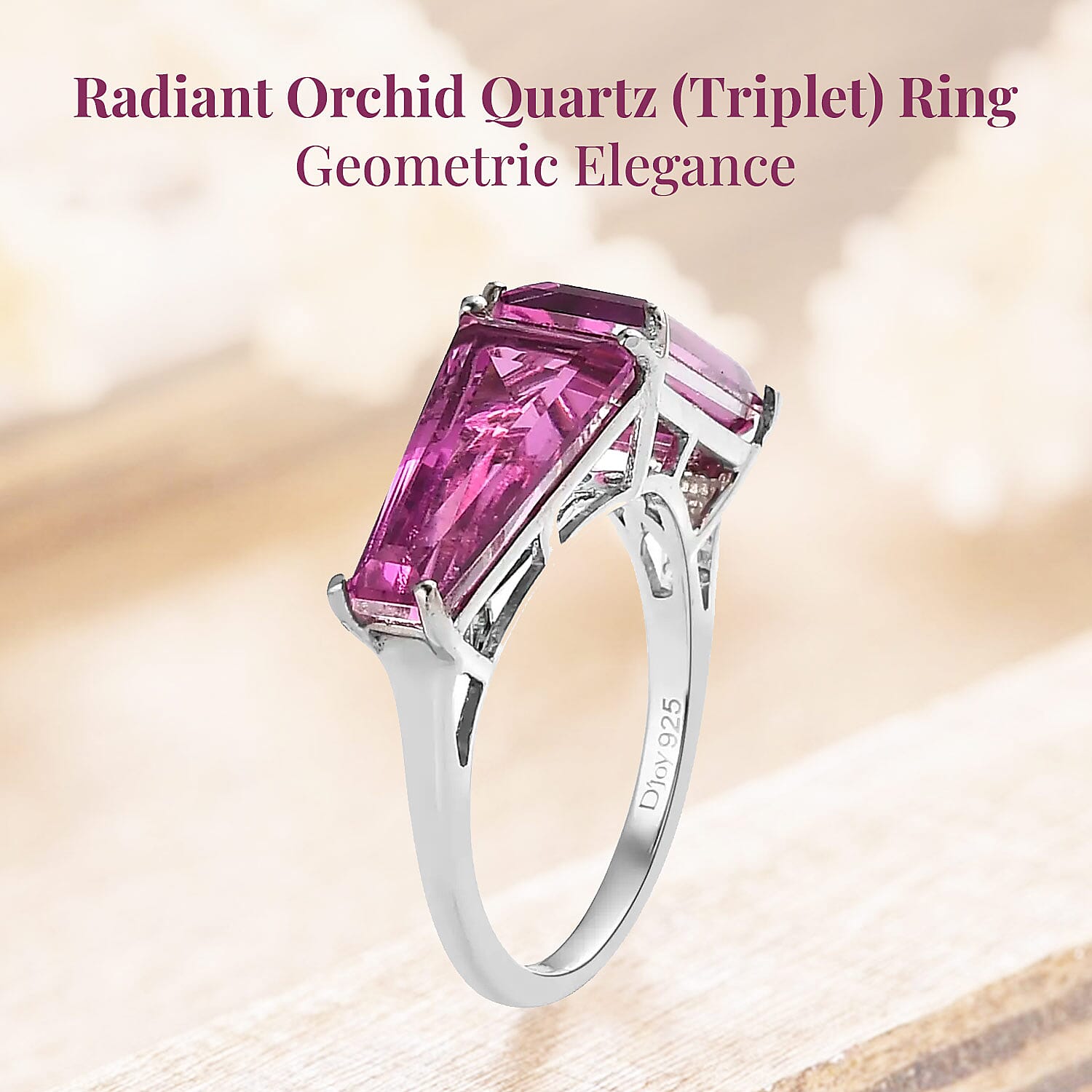 Radiant Orchid Quartz (Triplet) Ring in Platinum Over Sterling Silver (Size 10.0) 6.25 ctw