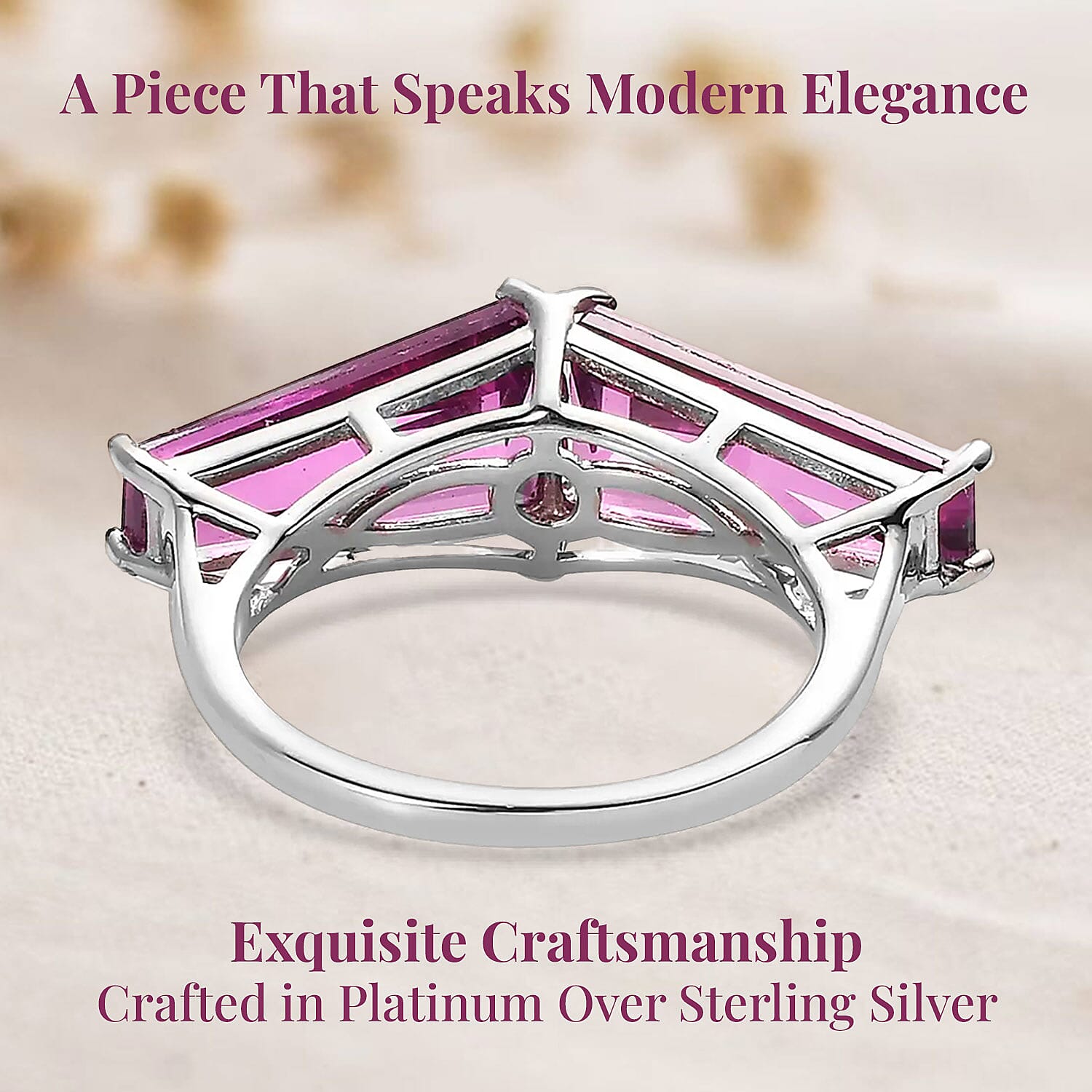 Radiant Orchid Quartz (Triplet) Ring in Platinum Over Sterling Silver (Size 10.0) 6.25 ctw