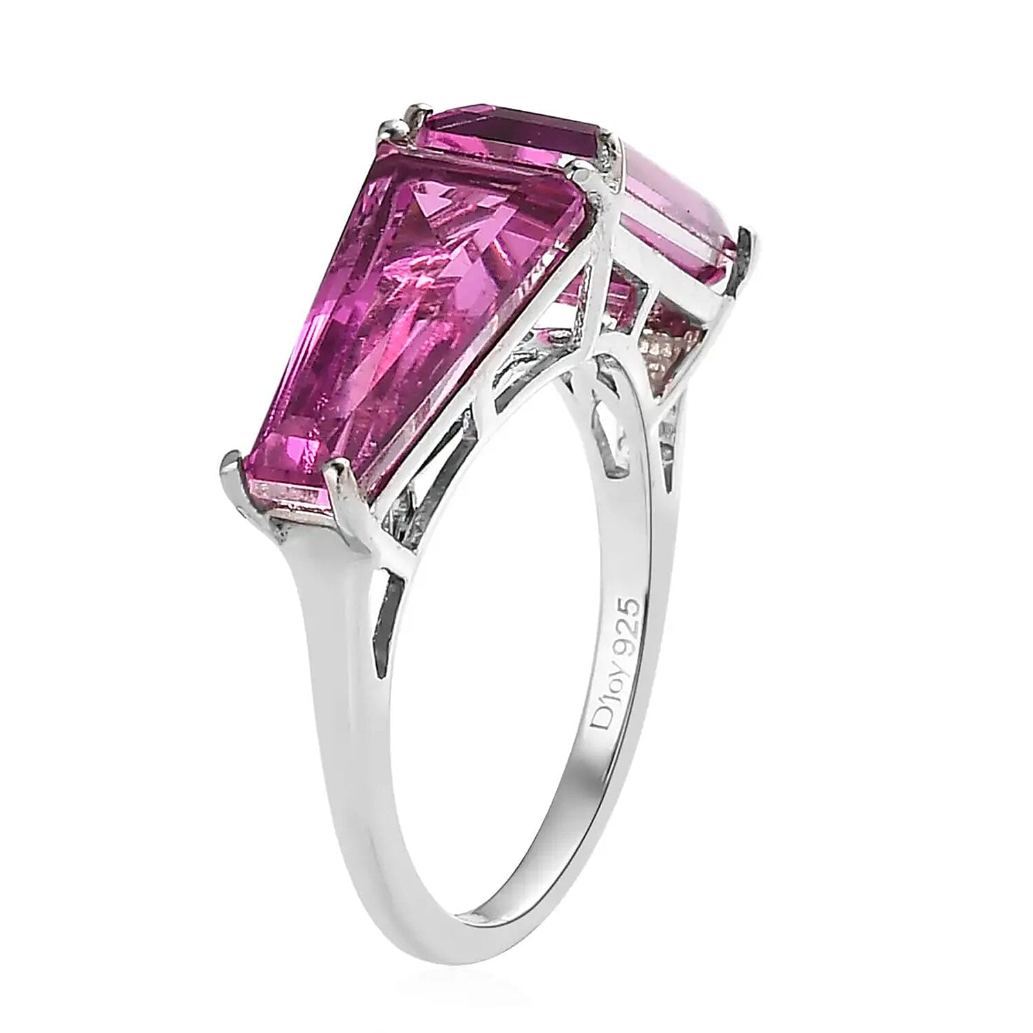 Radiant Orchid Quartz (Triplet) Ring in Platinum Over Sterling Silver (Size 10.0) 6.25 ctw