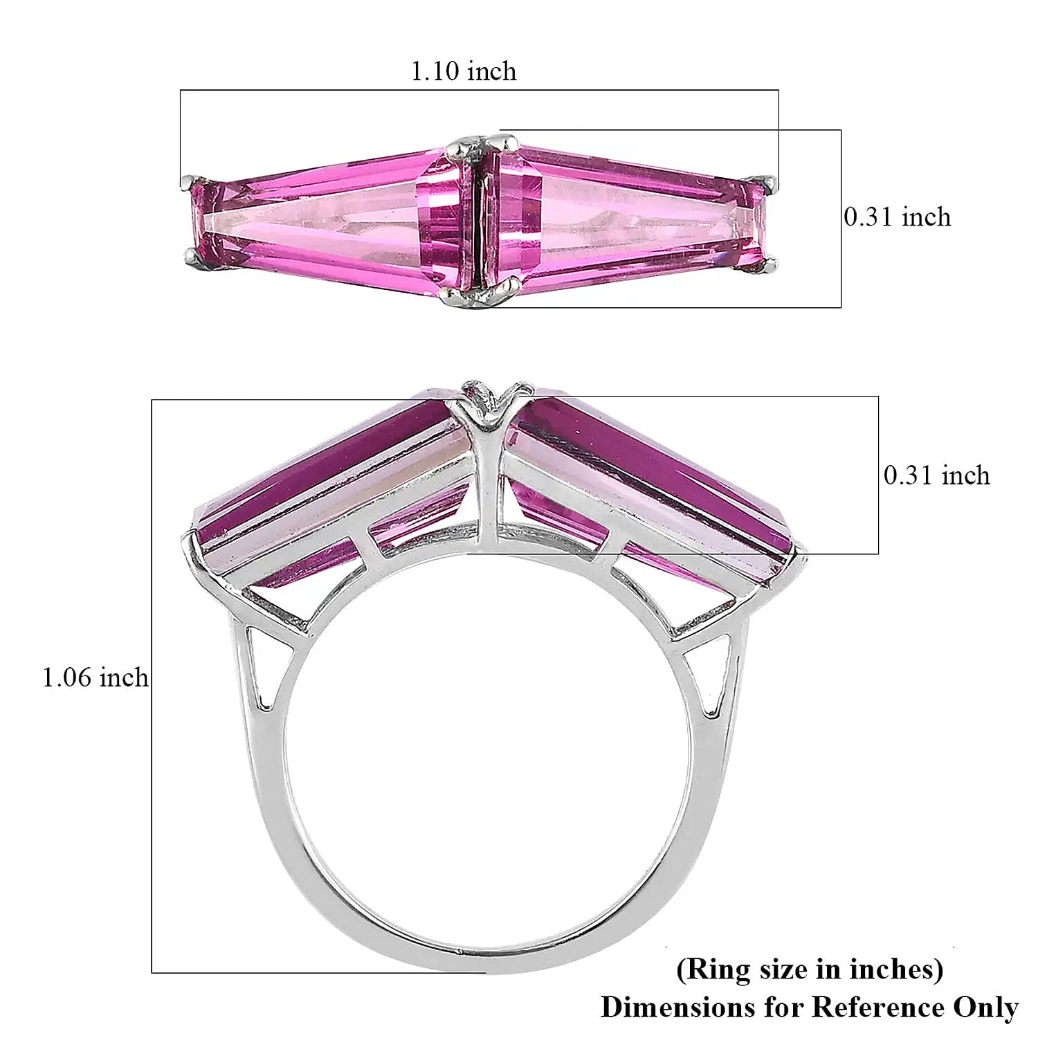 Radiant Orchid Quartz (Triplet) Ring in Platinum Over Sterling Silver (Size 10.0) 6.25 ctw