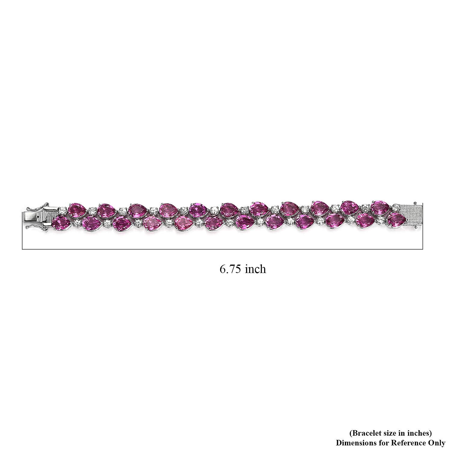 Premium Radiant Orchid Quartz (Triplet) and White Zircon Bracelet in Platinum Over Sterling Silver (6.50 In) 34.00 ctw